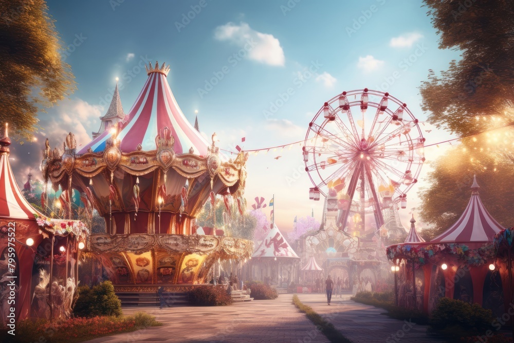 Fototapeta premium Carnival carousel park day