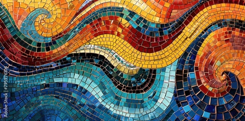 Dynamic Mosaic: Abstract Background with Colors Dancing and Spinning. 