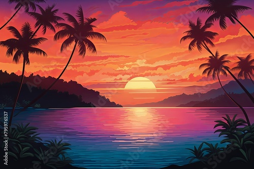 Tropical Island Sunset Gradients  Evening Radiance Shades