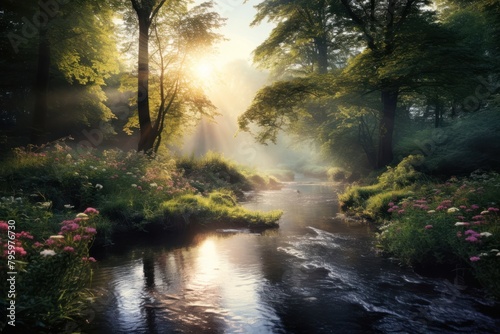 River sunlight landscape outdoors