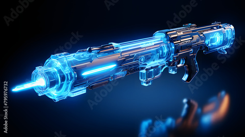 Laser rifle game icon 3d
