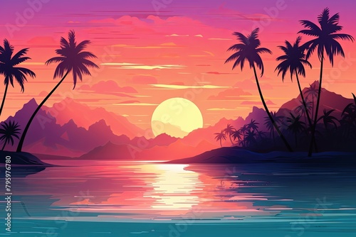 Tropical Island Sunset Gradients - Spectacular Tropical Seascape Blend