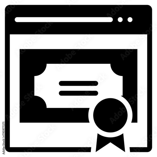 page online certificate certification reward solid glyph