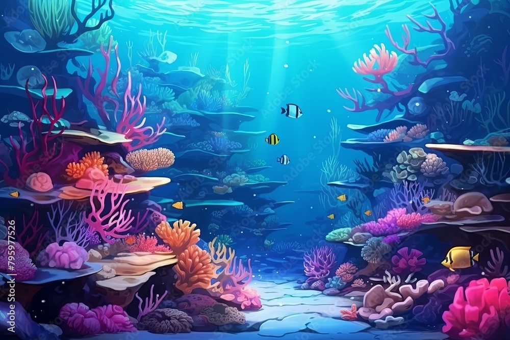 Colorful Underwater Coral Reef Gradients - Dive into the Vibrant Underwater World