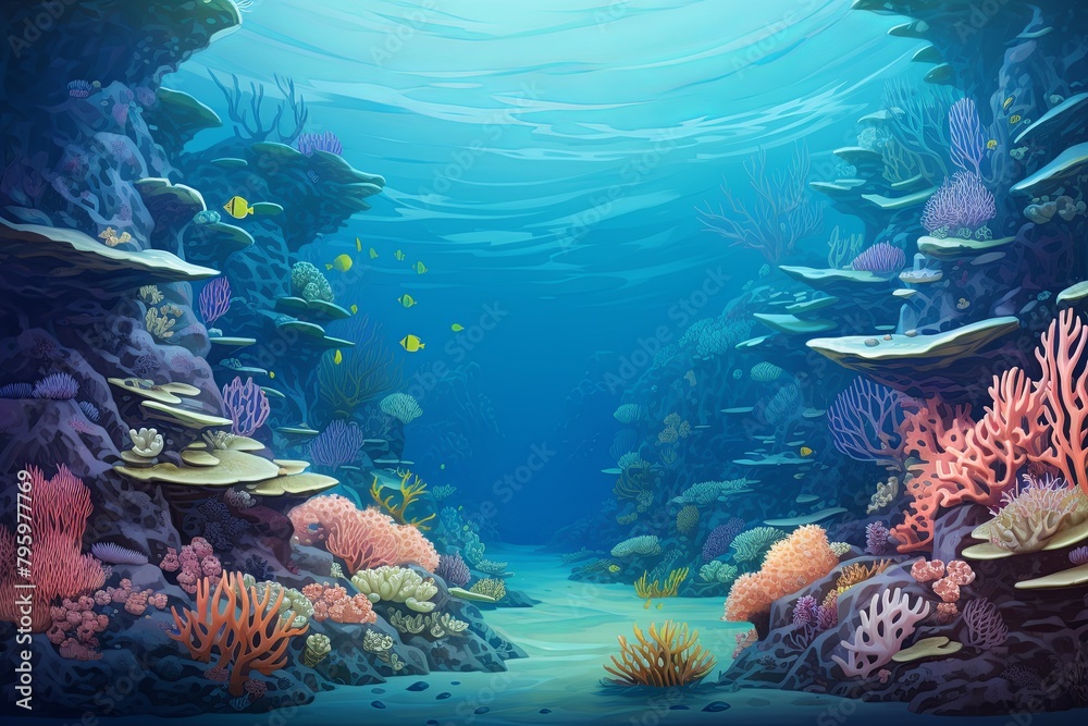 Oceanic Color Shift: Underwater Coral Reef Gradients