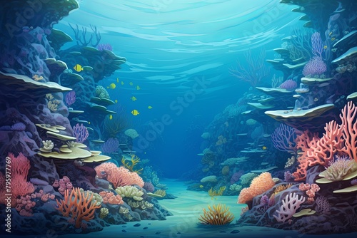 Oceanic Color Shift: Underwater Coral Reef Gradients