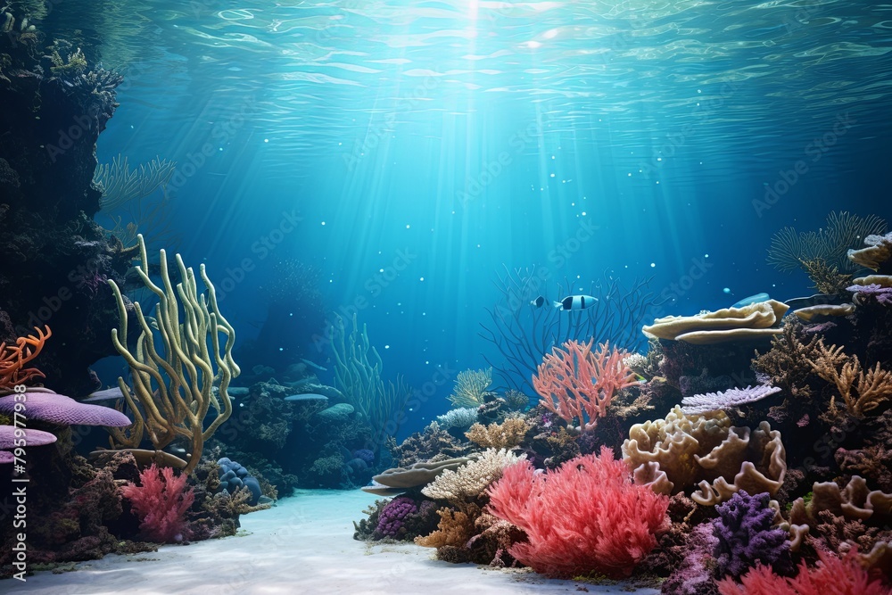 Naklejka premium Colorful Underwater Coral Reef Gradients: Tropical Dreamscapes