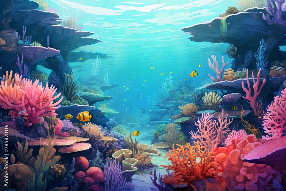 Vibrant Seabed Spectrum: Underwater Coral Reef Gradients