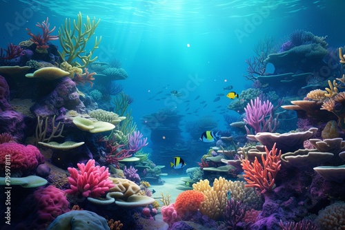 Underwater Coral Reef Gradients: Vibrant Seabed Spectrum Vision © Michael