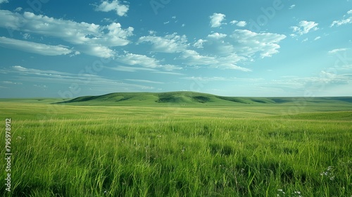 b'Green rolling hills under a blue sky with white clouds' © Adobe Contributor