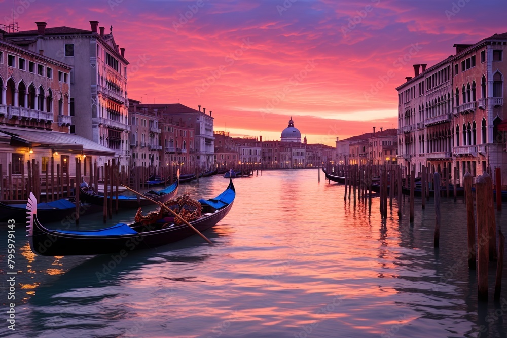 Venetian Sunset Gradients: Serene Evening Canal Colors