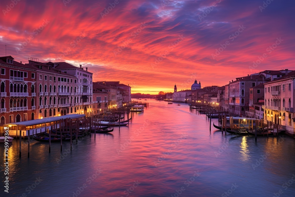 Venetian Sunset Gradients: Vibrant Sky Over Venice Masterpiece