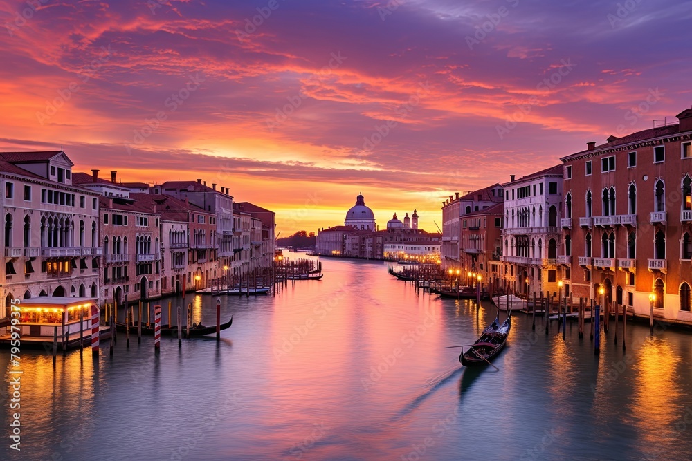 Venetian Sunset Gradients: Vibrant Sky Over Venice Elegance