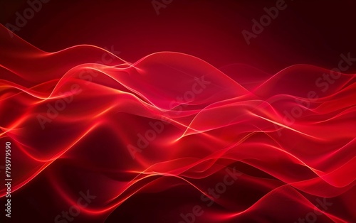 Abstract flowing neon waves red background