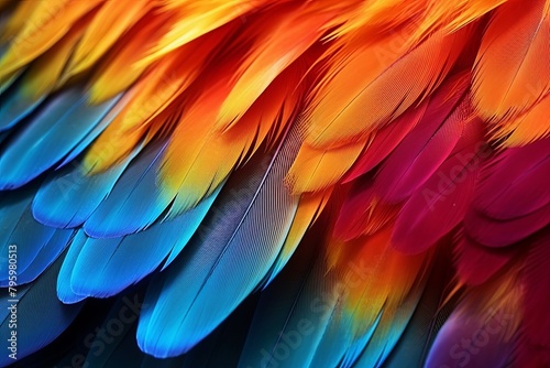 Vibrant Parrot Feather Gradients: Brilliant Tones in Nature's Palette © Michael