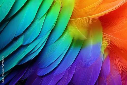 Brilliant Parrot Feather Gradients: Vibrant Tones in Stunning Display © Michael