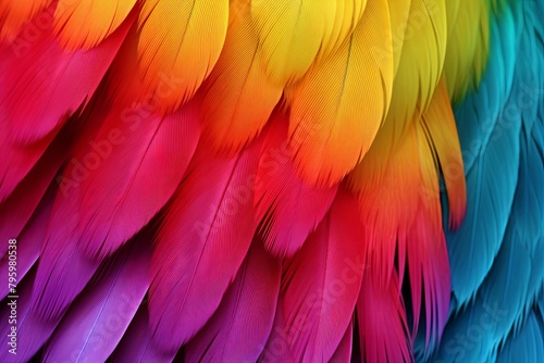 Vibrant Parrot Feather Gradients: Brilliant Plumage Colors Showcase © Michael