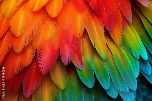 Brilliant Plumage Glory: Vibrant Parrot Feather Gradients © Michael