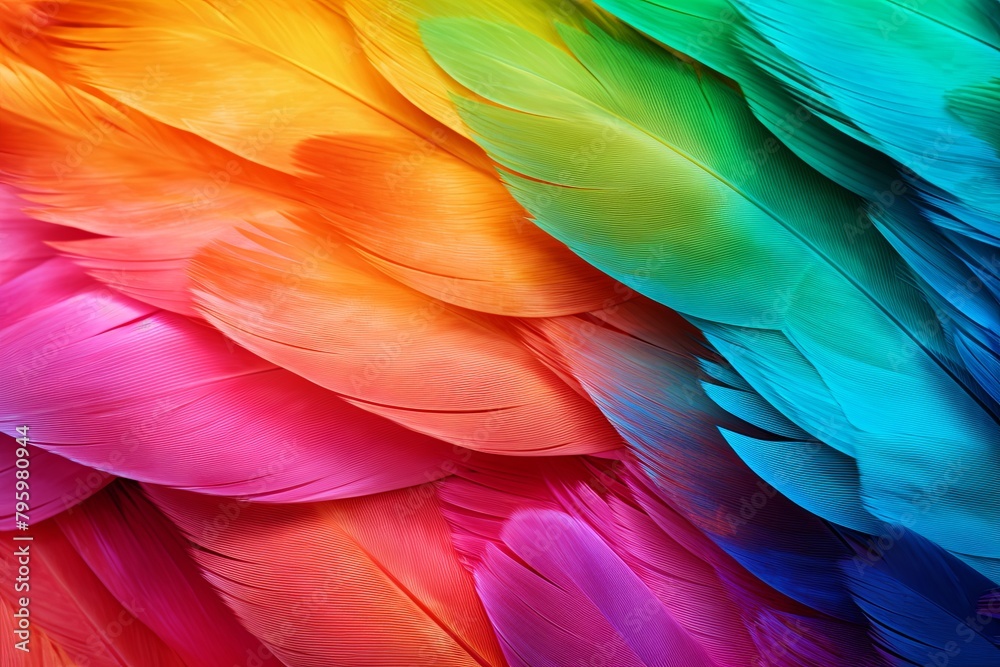 Vibrant Parrot Feather Gradients - Exotic Fusion Display Vibrant Parrot Feather Gradients - Exotic Fusion Display