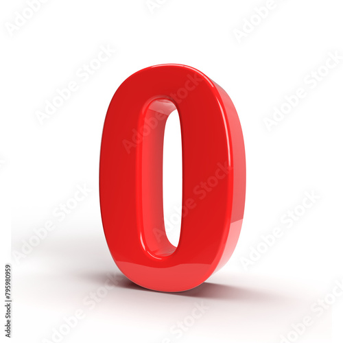 0 number 3d red