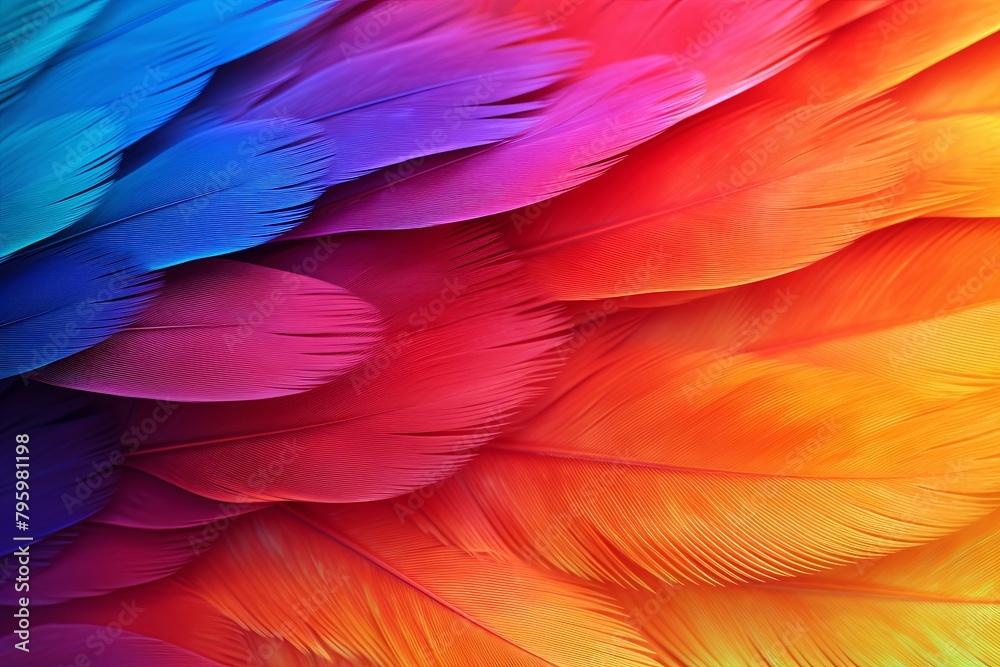 Vibrant Parrot Feather Gradients - Radiant Hues of Nature