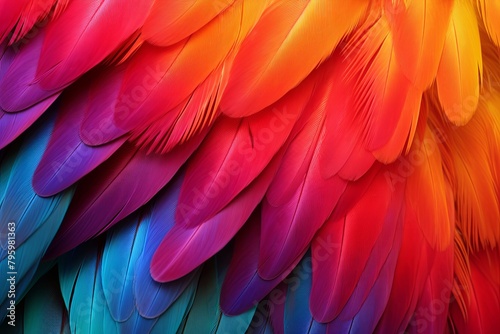 Vibrant Parrot Feather Gradients: Tropical Bird Hue Blend in Full Display © Michael