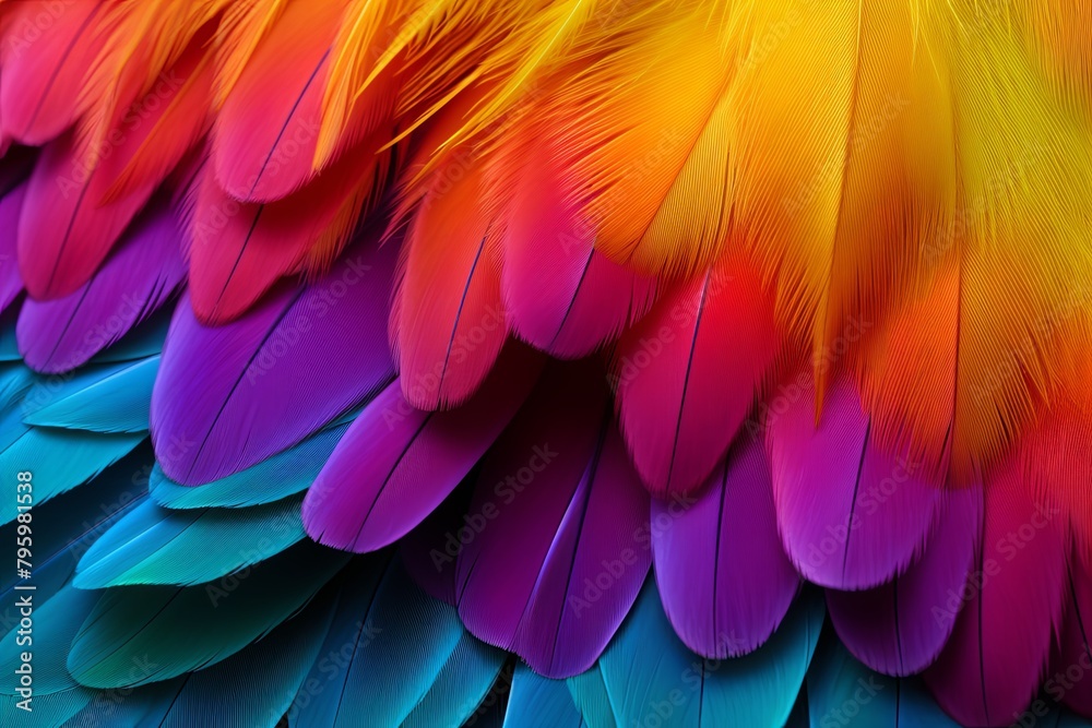 Vibrant Parrot Feather Gradients: A Vivid Plumage Display Vibrant Parrot Feather Gradients: A Vivid Plumage Display