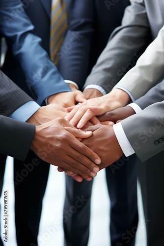 Wallpaper Mural b'Business people of different ethnicities joining hands together' Torontodigital.ca