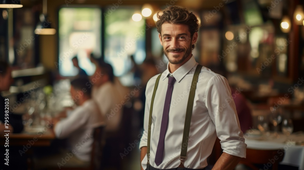 b'waiter in a restaurant' b'waiter in a restaurant'