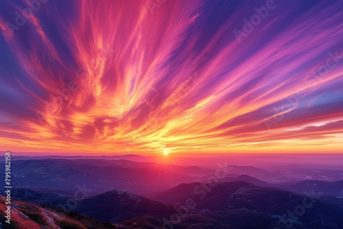 b'A vivid sunset sky with vibrant colors' photo
