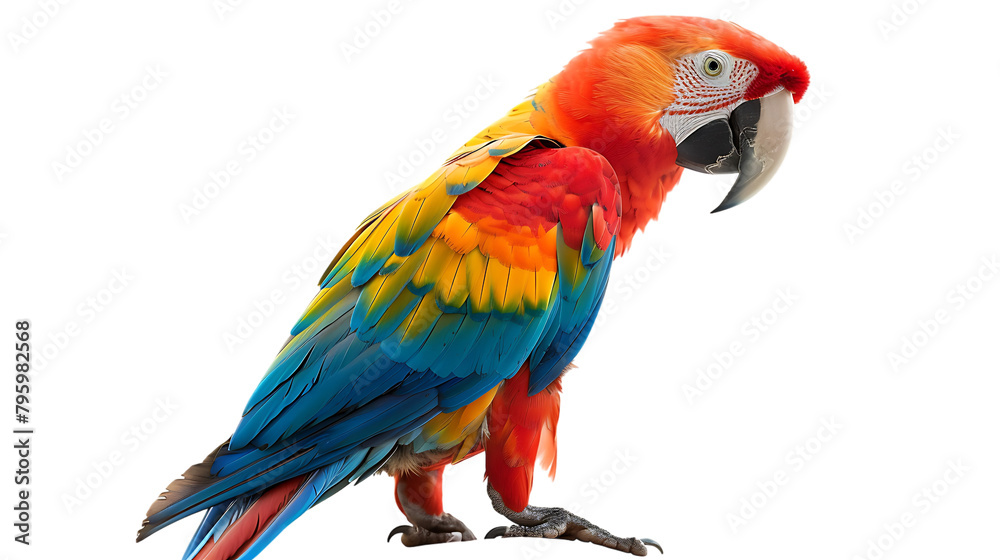 A colorful parrot isolated on a white background