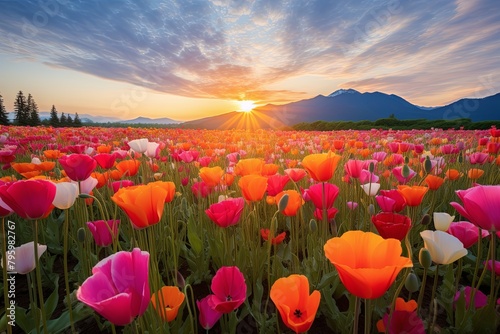 Radiant Tulip Fields: Gradients of Vibrant Beauty