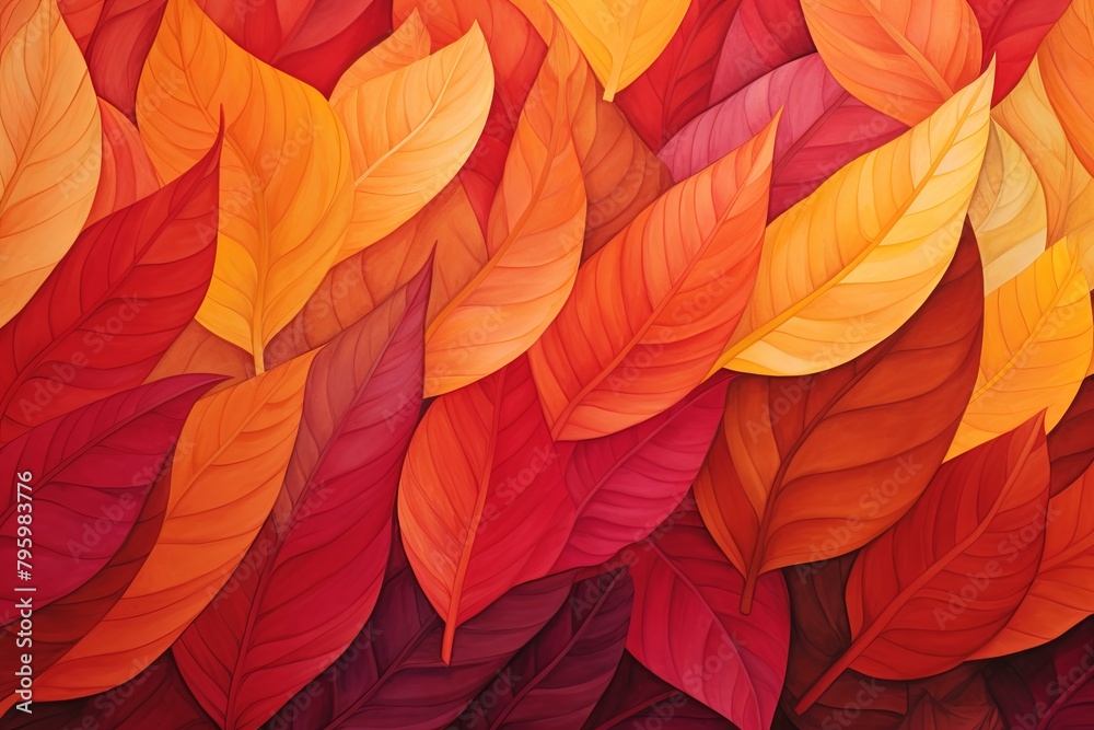 Vibrant Red and Orange Hues - Warm Autumn Leaf Gradients Collection