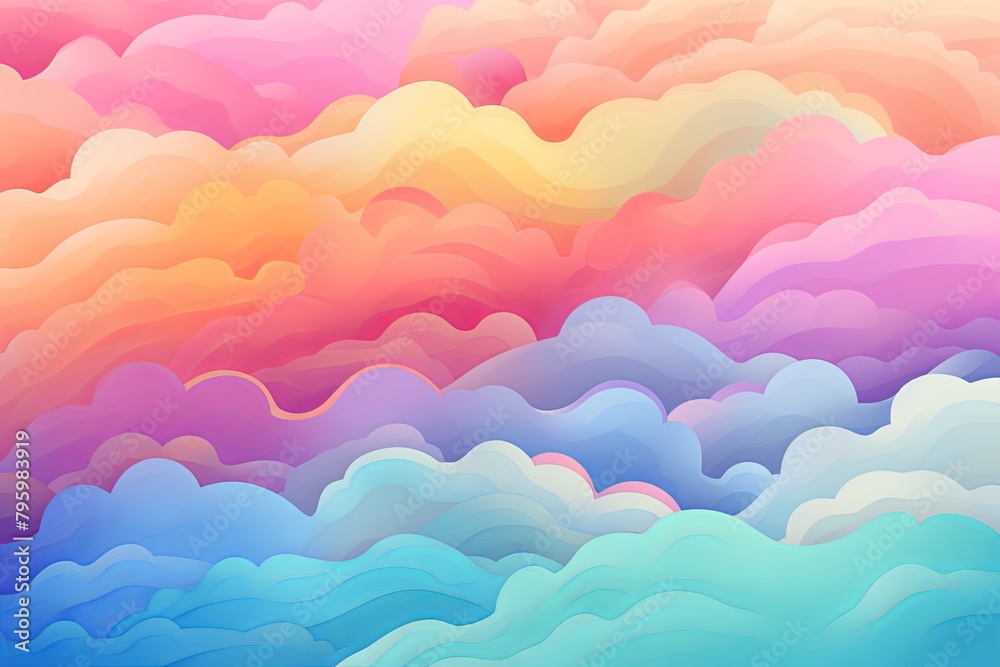 Whimsical Rainbow Cloud Gradients - Delightful Cloudy Dreams