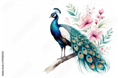 peacock isolated on white background