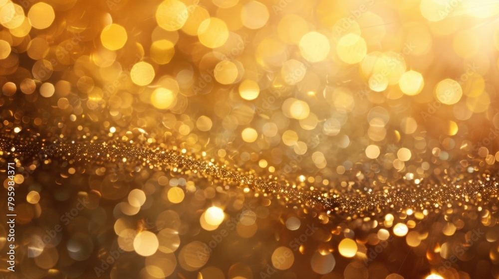 Naklejka premium Gold glitter background with a blurred effect