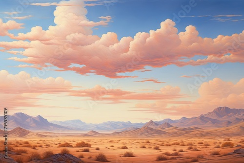 Cowboy Skyline: Wild West Desert Landscape Art with Gradients photo