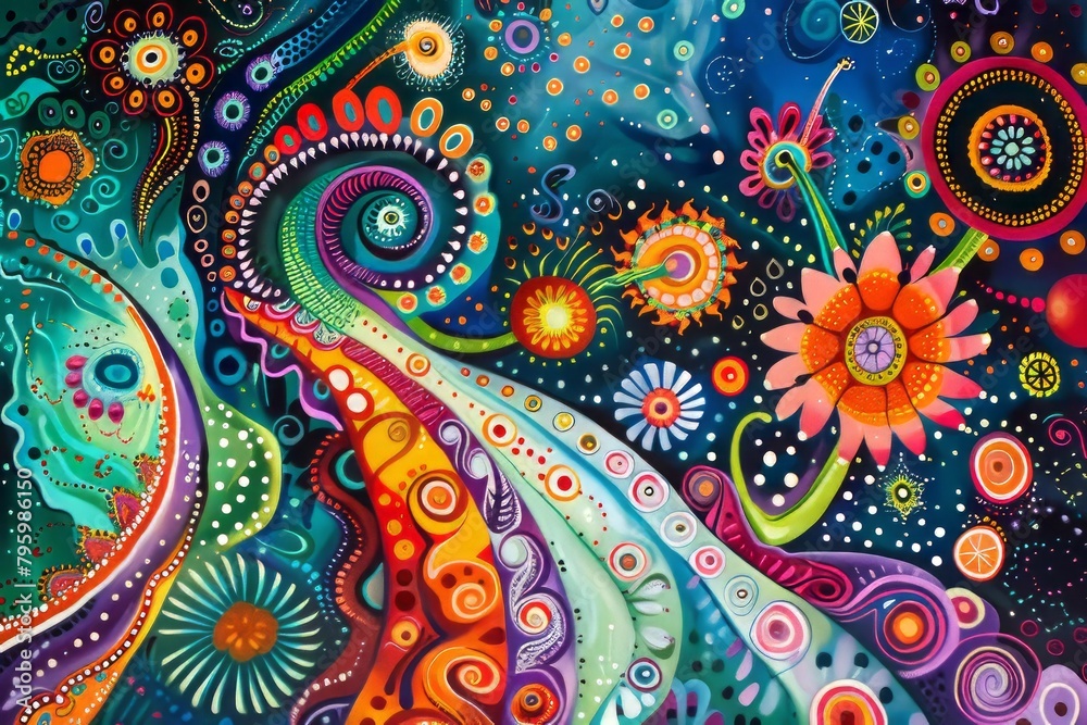 Vibrant Psychedelic Artwork with Abstract Patterns Vibrant Psychedelic Artwork with Abstract Patterns