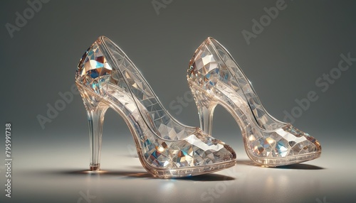 Crystal Elegance in Pastel: A High-Resolution Painting of Ral-Crztlgls High Heels photo