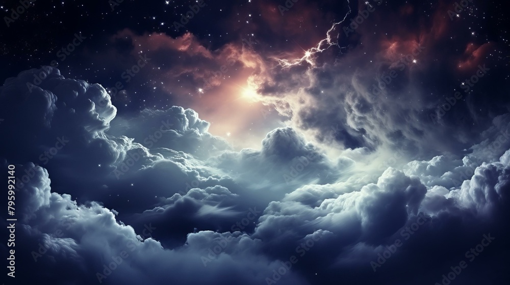 b'Starry Night Sky with Clouds'