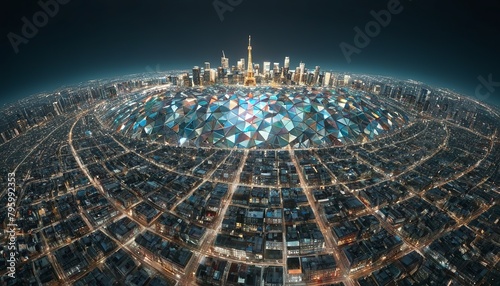 Fantasy Art: Fisheye View of an Evening Cityscape