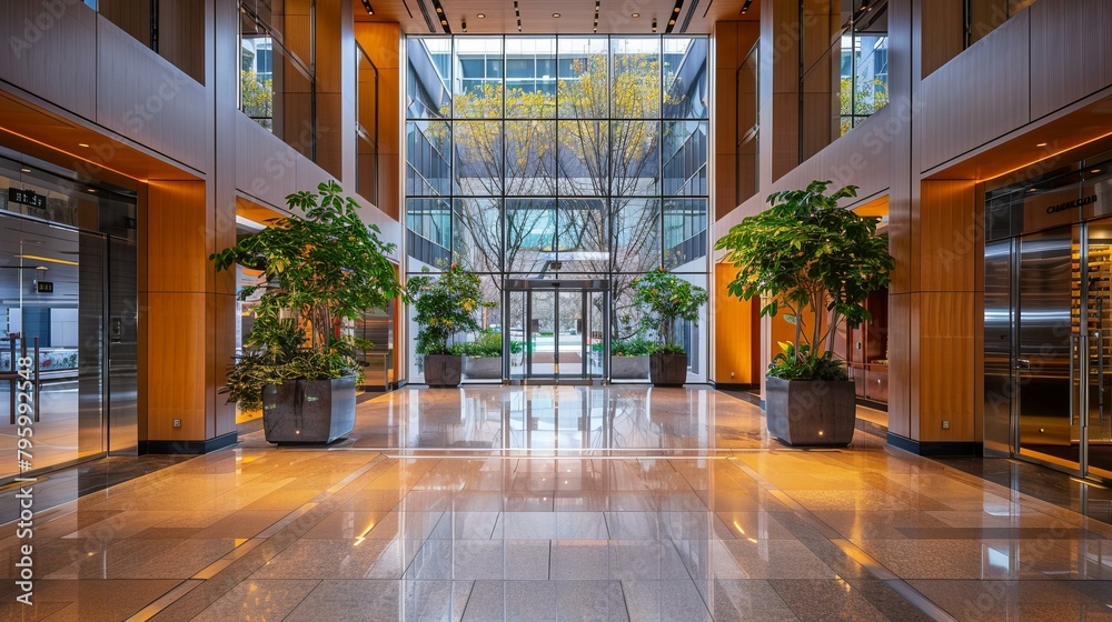 b'Office lobby interior with modern design'