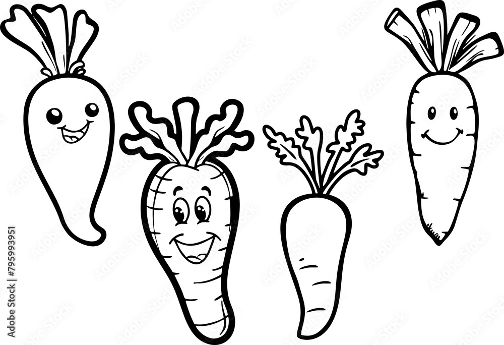carrot icon happy cute cartoon black and white carrot icon happy cute cartoon black and white