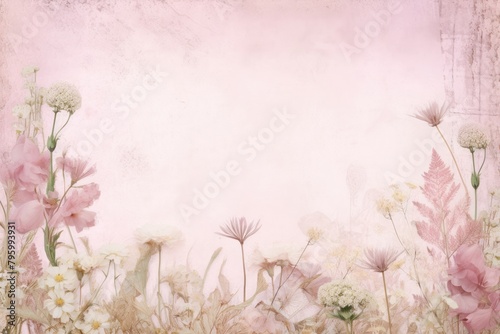 Pink dried flowers border backgrounds pattern plant.