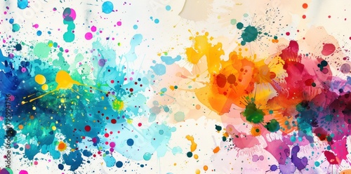 Dynamic Paint Splatters Background with Bold Brushstrokes. Vibrant Energetic Color Palette. 