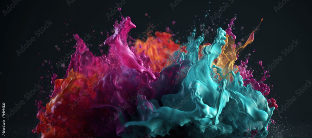 colorful watercolor ink splashes, paint 304