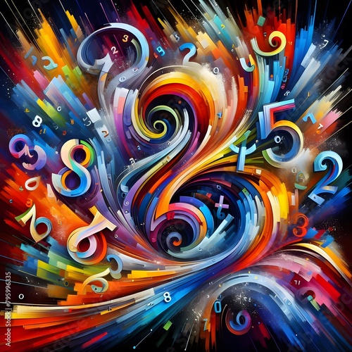 Vibrant Abstract Numbers Colorful and Dynamic Digital Art for Creative Projects