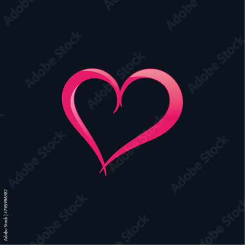 Vector heart symbol  Love symbol on black background. Emblem of love. Vector love symbol for Valentine s Day. Vector illustration. 