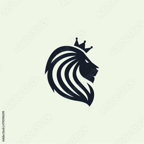 Lion head with crown, lion mascot logo design