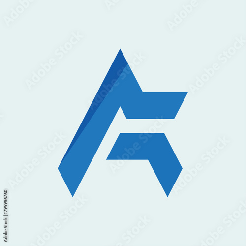 Alphabet letters or Initials. The AF, FA, A and F logo monograms are blue